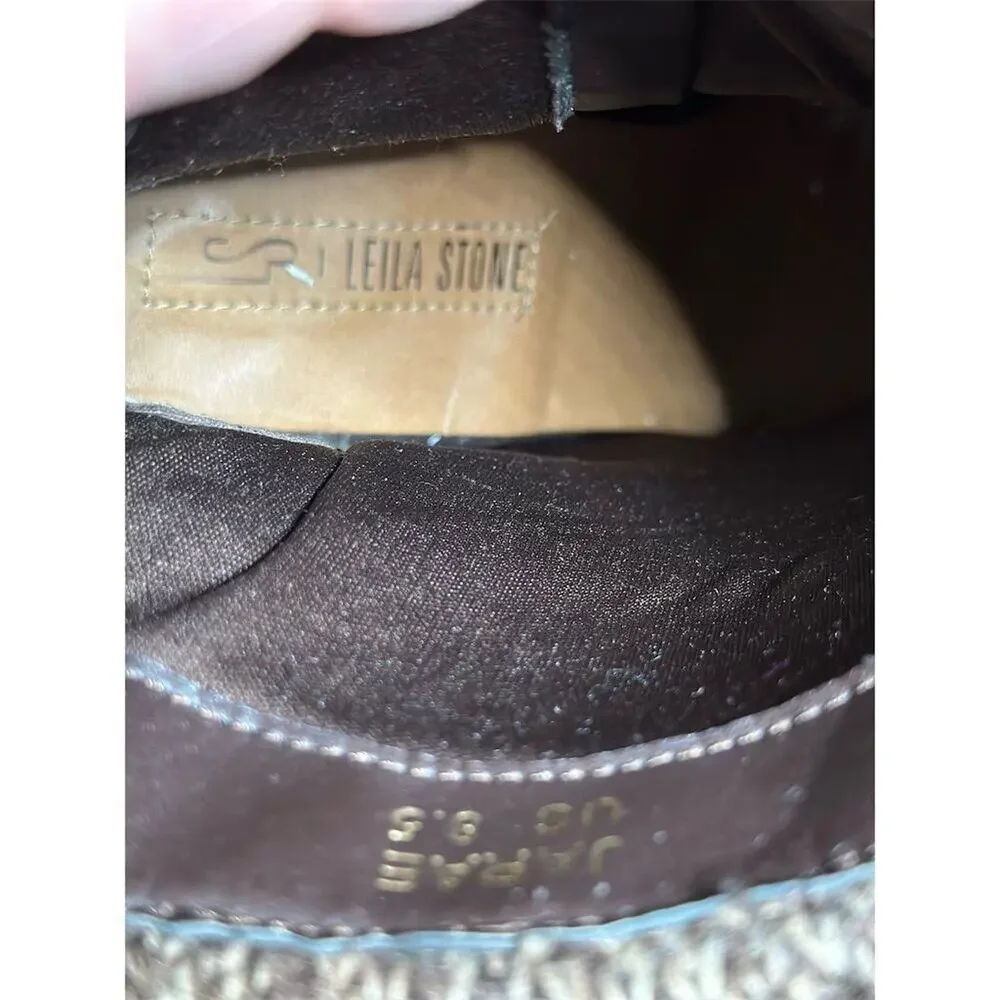 Leila Stone Jarae Women's‎ Brown Ankle Bootie Heel Size 8.5 Casual Block Heel - Picture 11 of 12